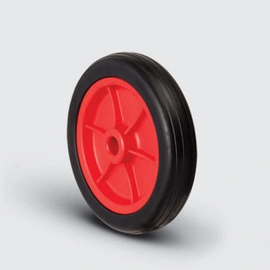 EMES - Burçlu, Kırmızı Plastik Jantlı Kauçuk Kaplı Tekerlek Çap: 200 - MKR 200x40K