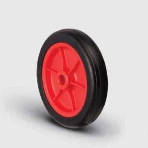 EMES - MKR200x40 Kırmızı/Sarı/Siyah Plastik Jantlı Kauçuk Kaplı Çap:200 Burçlu Tekerlek Genişlik:40