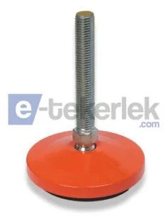 EMES - MAMBR101615 Turuncu Boyalı Mafsallı Metal Ayak Kauçuk Tabanlı Çap:100 M16x150mm Civatalı EMES