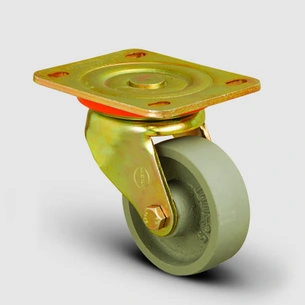 EMES - ED01VBV150 Döner Tablalı Döküm Tekerlek Çap:150 Ağır Sanayi Tekerleği Sarı Maşa Oynak Tabla Bağlantılı Bilya Rulmanlı
