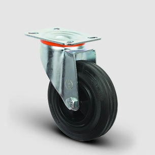EMES - EM01MKR100 Döner Tablalı Plastik-Kauçuk Tekerlek Çap:100 Hafif Sanayi Tekerleği, Oynak Tabla Bağlantılı, Burçlu