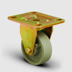 EMES - ED02VBV100 Sabit Maşalı Döküm Tekerlek Çap:100 Ağır Sanayi Tekerleği Sarı Maşa Sabit Tabla Bağlantılı Bilya Rulmanlı
