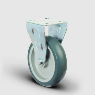 EMES - ER02MKT100 Sabit Maşalı Termoplastik Kauçuk Tekerlek Çap:100 Hafif Sanayi Tekerleği, Sabit Tabla Bağlantılı, Burçlu