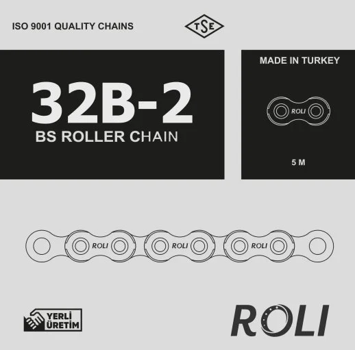 32B2 2x2 Zincir Roli Yerli Üretim Zincir İki İnç Çift Sıra Zincir DIN 8187 Hatve:50,80mm (Paket:5 metre) - 2