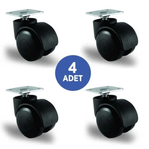 4 Adet EC01GMKM50, Oynak Tablalı Mobilya Tekerleği Sehpa Tekeri, Çap:50, 4lü Set, Geniş Tip - 1