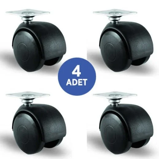 4 Adet EC01MKM50, Oynak Tablalı Mobilya Tekerleği Sehpa Tekeri, Çap:50, 4lü Set - 1