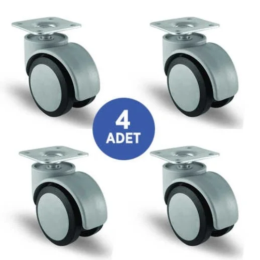 4 Adet EC01MKT50, Oynak Tablalı Mobilya Tekerleği Sehpa Tekeri, Çap:50, 4lü Set, Geniş Sessiz Tip - 1