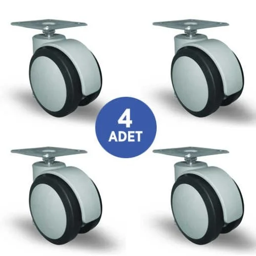 4 Adet EC01MKT75, Oynak Tablalı Mobilya Tekerleği Sehpa Tekeri, Çap:75, 4lü Set, Geniş Sessiz Tip - 1