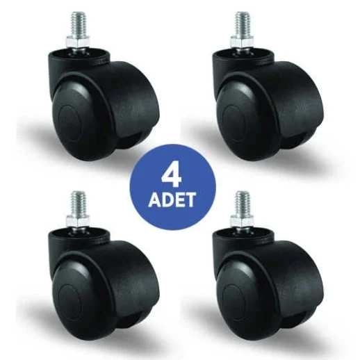4 Adet EC05GMKM50 , Oynak Civatalı Mobilya Tekerleği Koltuk Tekeri, Çap:50, 4lü Set, Geniş Tip - 1