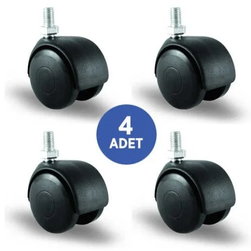4 Adet EC05MKM50, Oynak Civatalı Mobilya Tekerleği Koltuk Tekeri, Çap:50, 4lü Set - 1