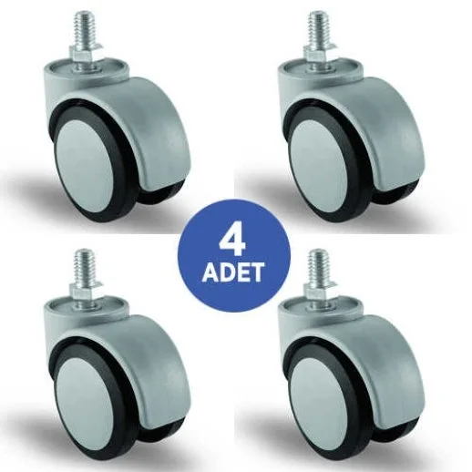 4 Adet EC05MKT50, Oynak Civatalı Mobilya Tekerleği Sehpa Tekeri, Çap:50, 4lü Set, Geniş Sessiz Tip - 1