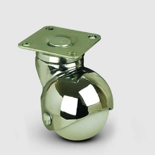 4 Adet EF01MKC40, Oynak Tablalı PVC Kaplı Mobilya Tekerleği, Küre Tekerlek Krom Kaplı, Çap:40, 4lü Set - 2