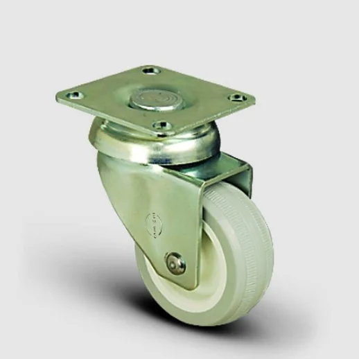 4 Adet EP01ZKC50, Oynak Tablalı PVC Kaplı Mobilya Tekerleği, Sehpa Tekeri, Çap:50, 4lü Set, Çift Dizi Bilyalı Geniş Tip - 2