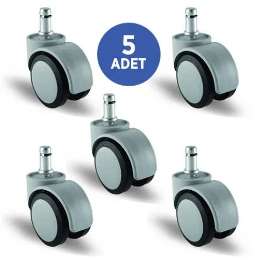 5 Adet EC03MKT50, Pimli Mobilya Tekerleği Koltuk Tekeri, Çap:50, 5li Set, Geniş Sessiz Tip - 1