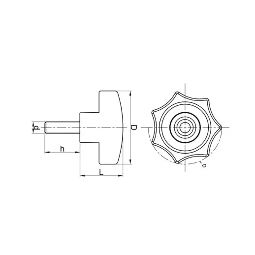 KC400850 Bakalit Yıldız/Kelebek Civatalı Çap:40 M8x50 - 2