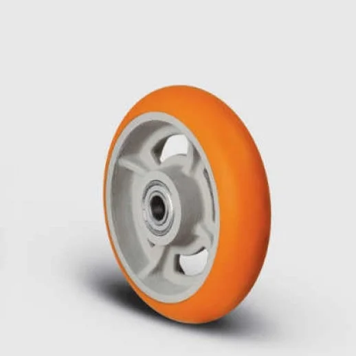 VBPB125x40 Döküm Üzeri Bombeli Poliüretan Kaplı Çap:125 Balıksırtı Kaplama Bilya Rulmanlı Tekerlek - 1