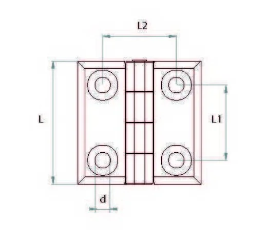 ZMB6060 Burçlu Siyah Metal Menteşe 60x60 Delik Ekseni:36x36 Boyalı Zamak Menteşe - 2
