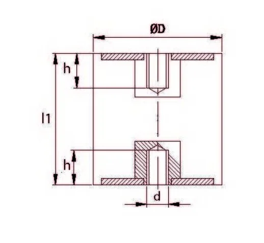 TBBP 4030 08 Çift Taraf Burçlu Titreşim Takozu Çap:40 Yükseklik:30, Pullu, 40x30 M8 Burçlu - 2