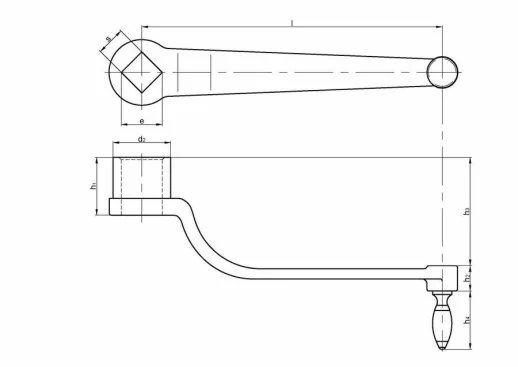 DK12517X17 Döküm Kol Boy:125mm Göbek:17X17 Manivela Kolu Krank Kolu - 2