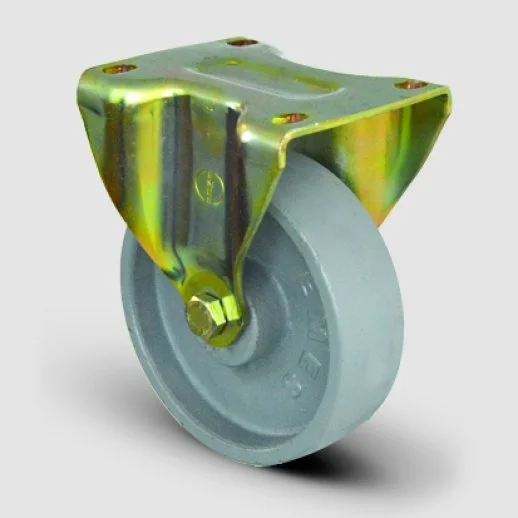 EI02VBV100 Sabit Maşalı Döküm Tekerlek Çap:100 Ağır Sanayi Tekerleği Sarı Maşalı Sabit Tabla Bağlantılı Bilya Rulmanlı - 1