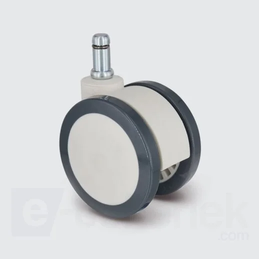 EQ03ZKP50 Sarhoş Pim Bağlantılı Plastik Maşalı Çap:50 Çift Kasnaklı Medikal Tekerlek Oynak Maşalı Segmanlı - 1