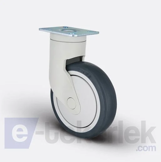 ESP01MBT100F Döner Tablalı Frenli Plastik Maşalı Çap:100 Medikal Ekipman Tekerleği Bilya Rulmanlı Oynak Maşalı Çift Bilya Yataklı - 1