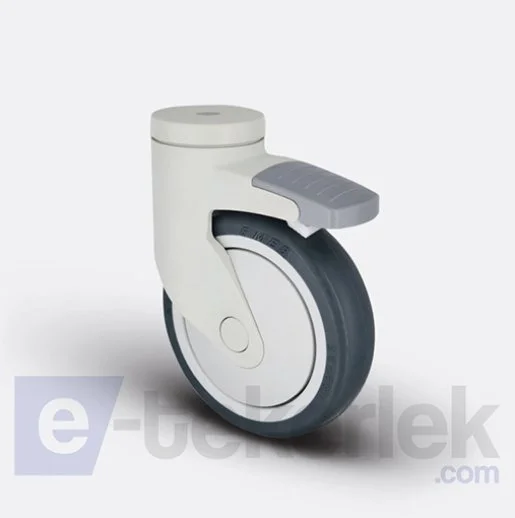 ESP04MBT100F Delik Bağlantılı Frenli Plastik Maşalı Çap:100 Medikal Ekipman Tekerleği Bilya Rulmanlı Oynak Maşalı Çift Bilya Yataklı - 1