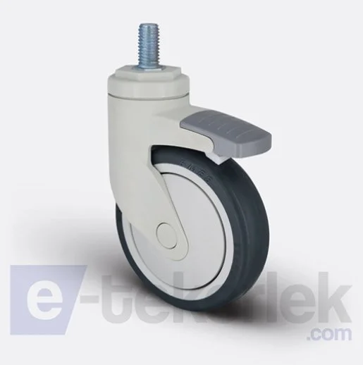 ESP05MBT100F Civata Bağlantılı Frenli Plastik Maşalı Çap:100 Medikal Ekipman Tekerleği Bilya Rulmanlı Oynak Maşalı Çift Bilya Yataklı - 1