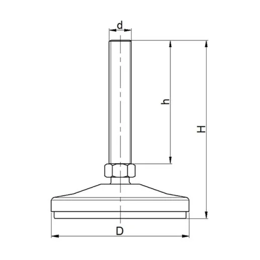 MAMBR101615 Turuncu Boyalı Mafsallı Metal Ayak Kauçuk Tabanlı Çap:100 M16x150mm Civatalı EMES - 2