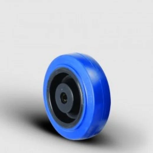 ZMRm125x36 Poliamid Jantlı Elastik Mavi Kauçuk Kaplı Tekerlek Çap:125 Masura Rulmanlı Genişlik:36 - 2