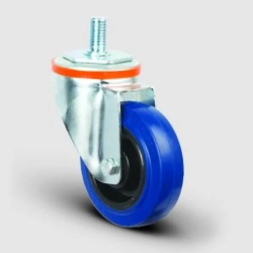 EM05ZMRm125 Oynak Civata Bağlantılı Mavi Kauçuk Frenli Tekerlek Çap:125 Hafif Sanayi Tekerleği Burçlu Oynak Vida Bağlantılı Poliamid Üzeri Mavi Kauçuk Kaplamalı - 2