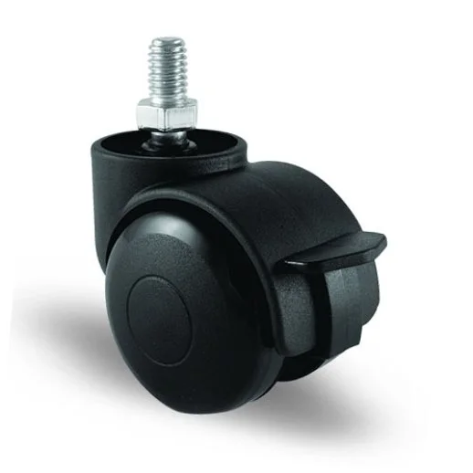 EC05GMKM50F Civatalı Frenli Plastik Mobilya Tekerleği Çap:50 Oynak Frenli Civata Bağlantılı, Geniş Tip, Burçlu Koltuk Tekeri - 1