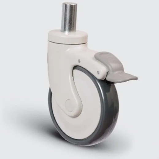 EC03MBT125F Döner Pim Bağlantılı Frenli Plastik Maşalı Çap:125 Medikal Ekipman Tekerleği Bilya Rulmanlı Oynak Maşalı Pim Bağlantılı - 1