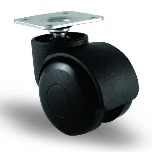 EC01GMKM50 Döner Tablalı Plastik Mobilya Tekerleği Çap:50 Oynak Tabla Bağlantılı, Geniş Tip, Burçlu Koltuk Tekeri - 1