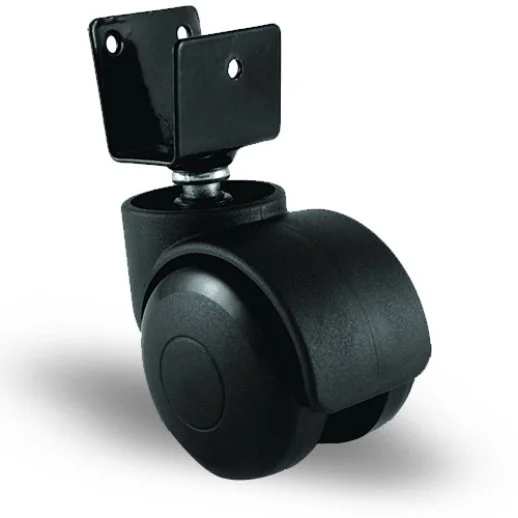 EC08GMKM50 U Tablalı Plastik Mobilya Tekerleği Çap:50 Oynak U Tabla Bağlantılı, Geniş Tip, Burçlu - 1