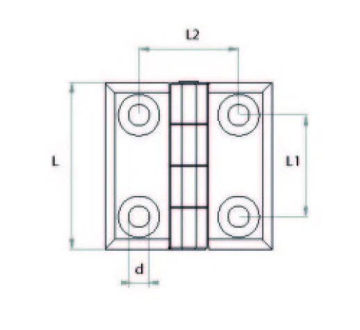 PMC4848 Civatalı Plastik Menteşe En-Boy:48x48 Delik Eksenleri: 30x30 M5x11 Civatalı - 2