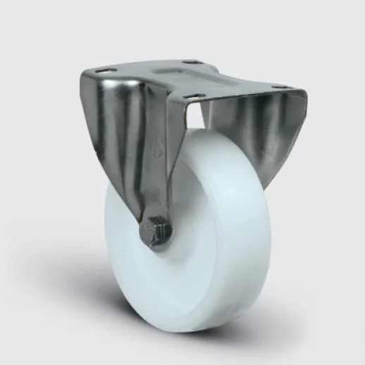 SSEZ02HBZ150 Paslanmaz Sabit Maşalı Poliamid Tekerlek Çap:150 Ağır Tip Inox Sanayi Tekerleği Sabit Tabla Bağlantılı Bilya Rulmanlı 150x45 - 1