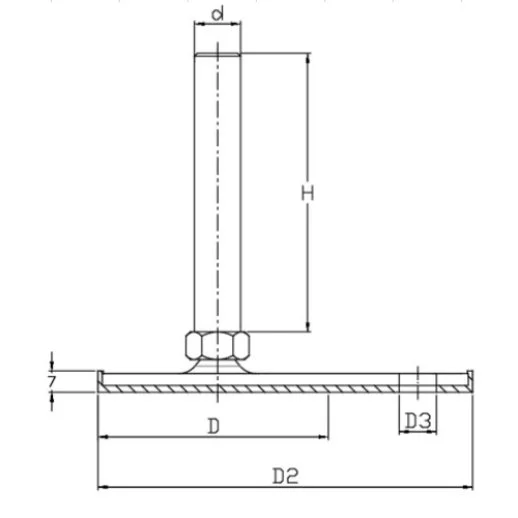 SAIYZBR 80 1610 SAC AYAK INOX YANDAN ZEMİN BAĞLANTILI KAUÇUKLU ÇAP:80 M16*100 - 2