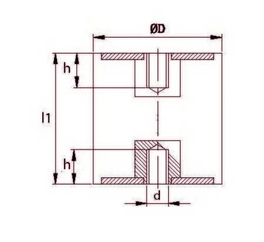 TBBP 1007516 Çift Taraf Burçlu Titreşim Takozu Çap:100 Yükseklik:75, Pullu, 100x75 M16 Burçlu - 2