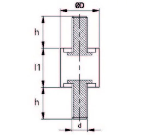 TCCP 6035 12 Çift Taraf Civatalı Titreşim Takozu Çap:60 Yükseklik:35, Pullu, 60x35 M12 Civatalı - 2