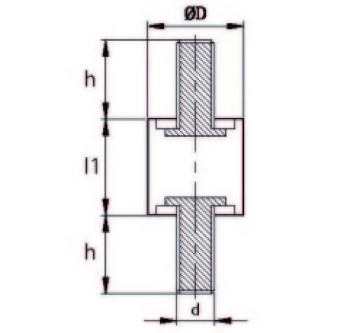 TCCP 502510 Çift Taraf Civatalı Titreşim Takozu Çap:50 Yükseklik:25, Pullu, 50x25 M10 Civatalı - 2