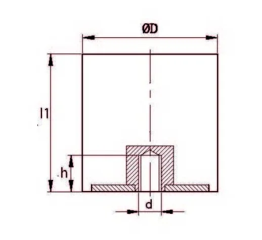 TBP 2525 06 Tek Taraf Burçlu Titreşim Takozu Çap:25 Yükseklik:25, Pullu, 25x25 M6 Burçlu - 2