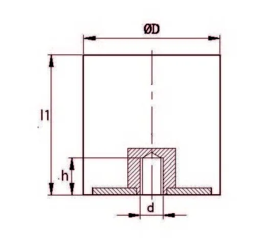 TBP 7045 12 Tek Taraf Burçlu Titreşim Takozu Çap:70 Yükseklik:40, Pullu, 70x45 M12 Burçlu - 2