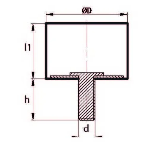 TCP 4040 08 Tek Taraf Civatalı Titreşim Takozu Çap:40 Yükseklik:40, Pullu, 40x40 M8 Civatalı - 2