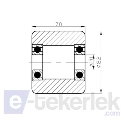 ZBZB 82*70*20 BALIK SIRTI POLİAMİD TRANSPALET TEKERLEĞİ 6204 2RS RULMANLI (PLASTİK KAPAK) EMES - 2